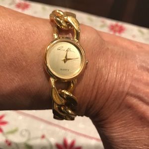 Anne Klein Gold tone Chain Bracelet Watch